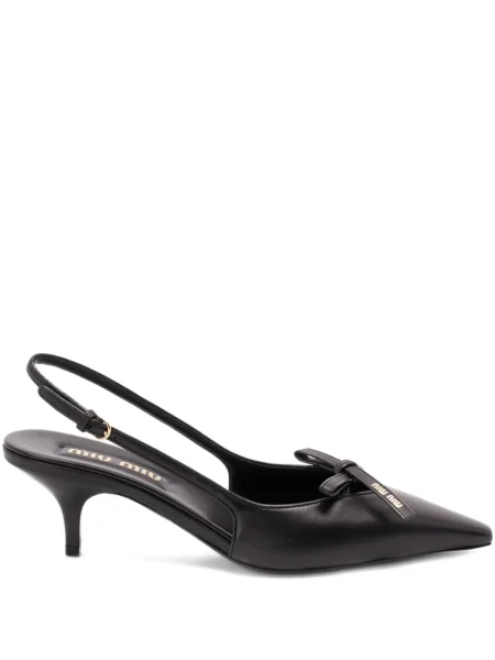 Pantofi cu toc Miu Miu cu funde slingback negru