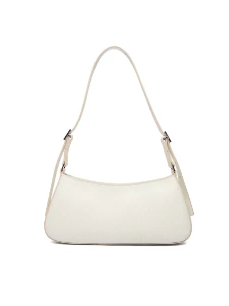 Calvin Klein Torbica Emblem Aop Small Shoulder Bag Écru bež