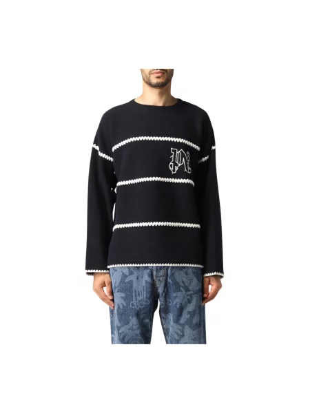 Sweter Palm Angels wełniany w paski niebieski