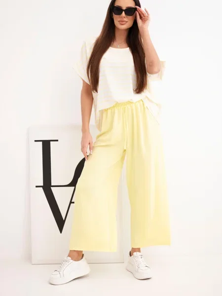 Bluză Kesi Włoski cu dungi cu picior lat alb