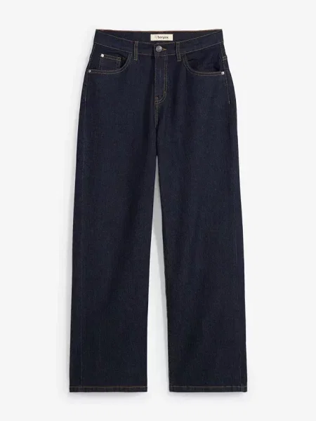 Jeansy wide leg średni stan niebieskie