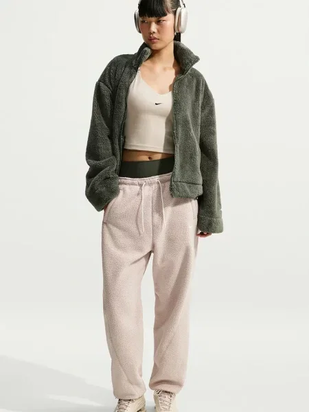 Nike Sportswear spodnie dresowe dziecięce polarowe beżowe