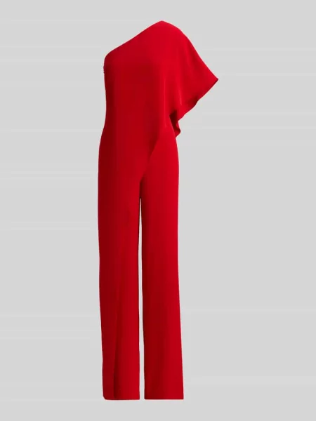 Kombinezon w kroju shaped fit z delikatnie opadającą narzutą typu peleryna. Lauren Ralph Lauren czerwony