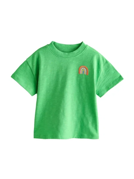 Next Tricou / verde iarbă / portocaliu / roz galben
