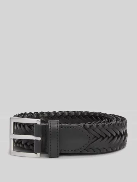 Pasek z naturalnej skóry bydlęcej model SOHO BRAID Tommy Hilfiger czarny