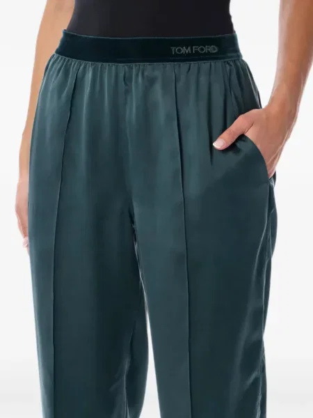 Pantaloni Tom Ford din satin verde