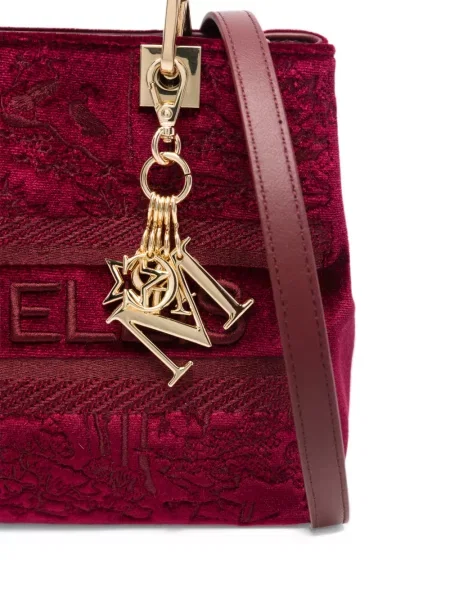 Geantă shopper Marc Ellis cu broderie de catifea roșu