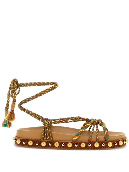 Sandale Aquazzura din piele cu imprimeu tropical maro