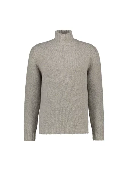 Lniany sweter z golfem Fedeli szary