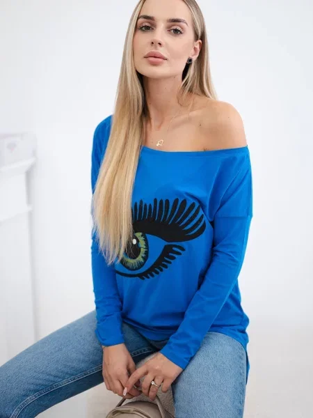 Bluzka Kesi z nadrukiem niebieska