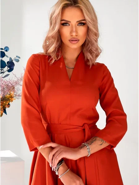 Сукня міді LadyLike креп помаранчевий