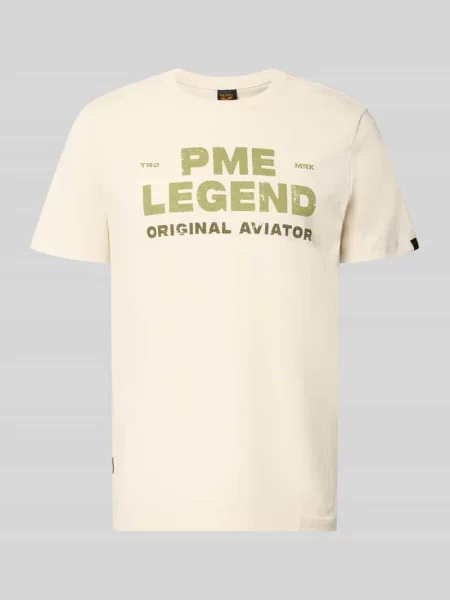 T-shirt z okrągłym dekoltem i nadrukiem z logo labelu Pme Legend biała