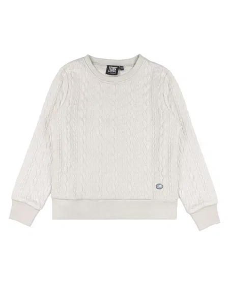 Bluza dziewczęca Leone Apparel z okrągłym dekoltem z dzianiny z koronką biała