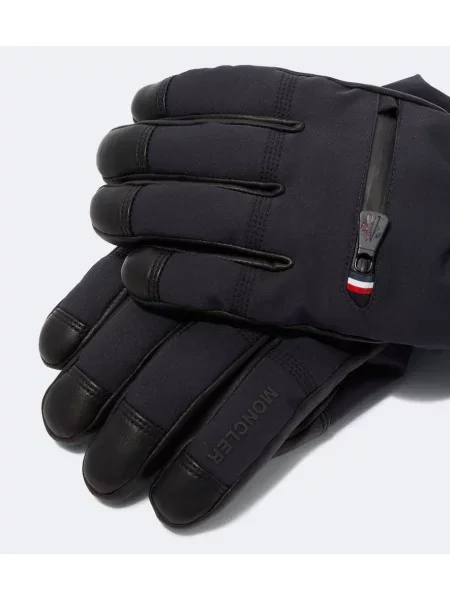 Mănuși Moncler Grenoble din piele albastru