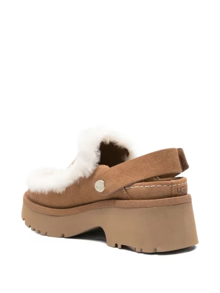 Pantofi cu toc Ugg cu blană maro
