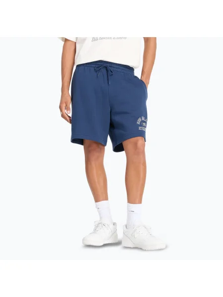 Pantaloni scurți New Balance Fleece Graphic navy pentru bărbați albastru închis
