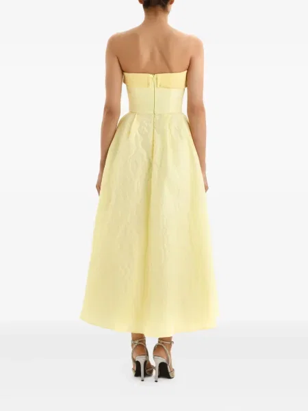 Rochie midi Post Meridiem din satin galben