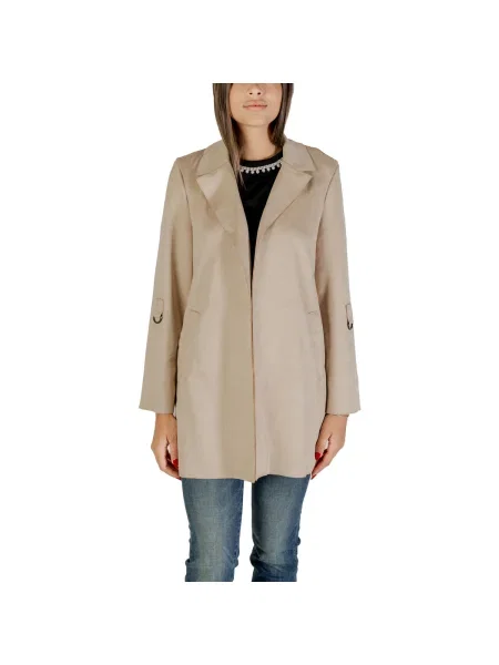 Palton Only din piele de căprioară bej