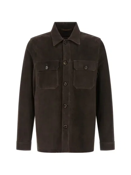 Cămașă Moorer din piele de căprioară maro