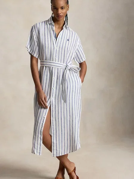 Polo Ralph Lauren Rochie tip cămașă din in albastru