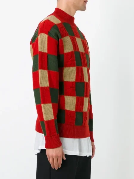 Kostkovaný svetr Issey Miyake Pre-owned červený