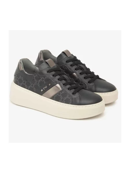 Sneakersy Nerogiardini skórzane na platformie czarne