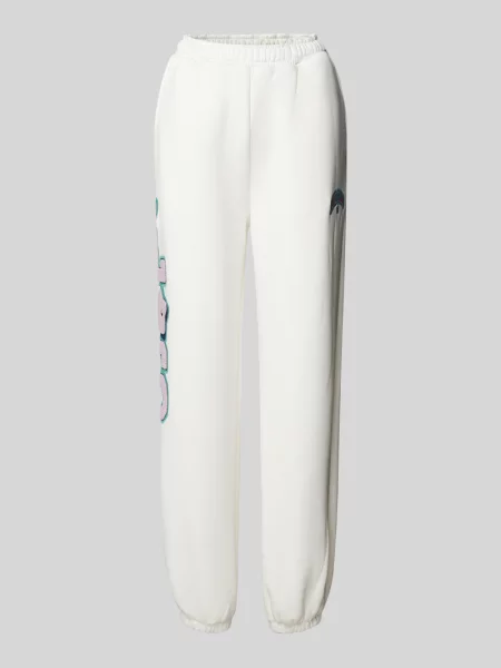 Spodnie dresowe o kroju relaxed fit z wyhaftowanym logo Love Scars białe
