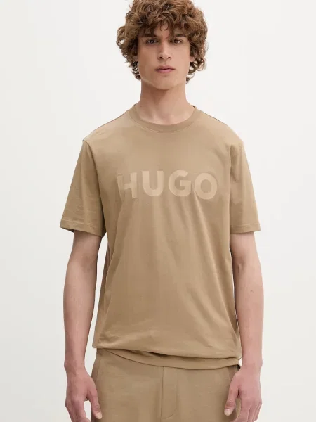 HUGO kratka majica z elastanom Dulivio bež