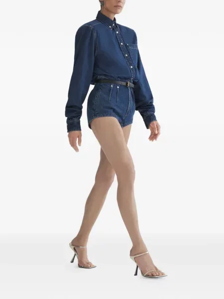 Pantaloni scurți Mugler plisate albastru