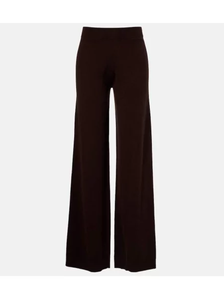 Vlnené nohavice Jardin Des Orangers so širokými nohavicami hnedá