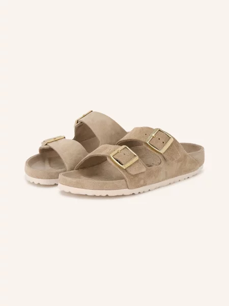 Sandały Birkenstock skórzane beżowe
