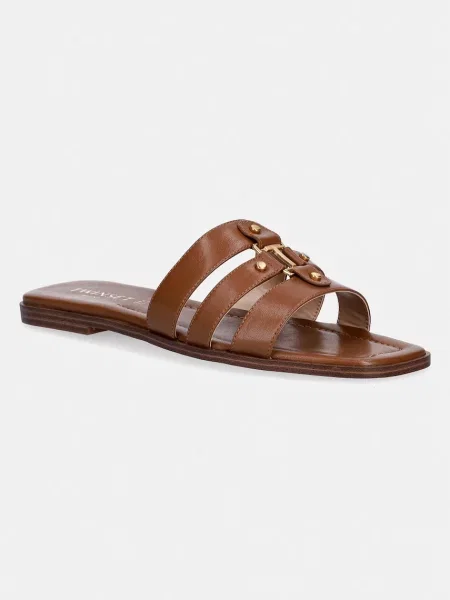 Twinset șlapi de piele maro