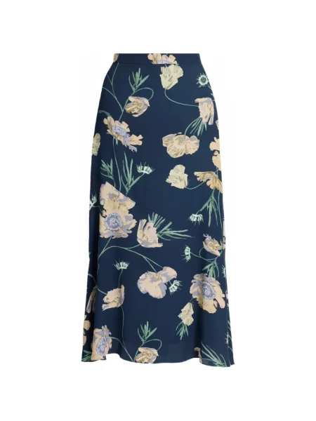 Fustă midi Erdem cu model floral cu imagine în linie A albastru