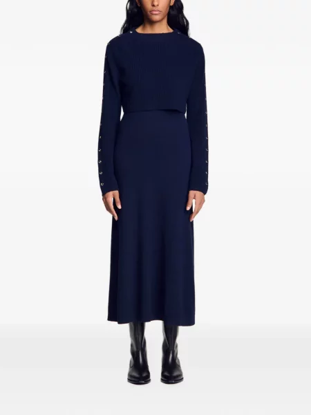 Rochie maxi Sandro tricotate albastru