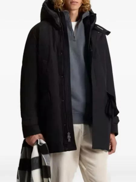 Palton Woolrich cu glugă negru