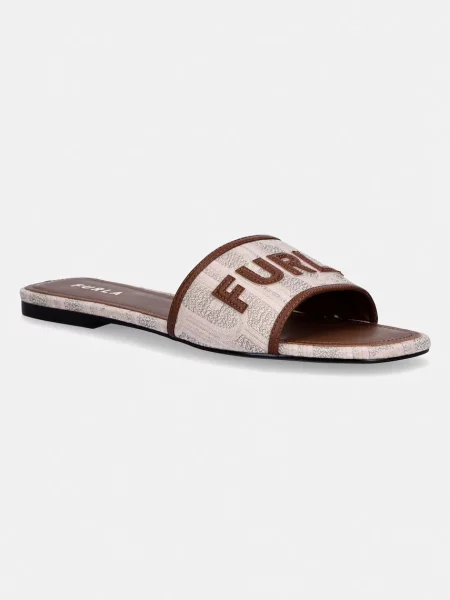 Furla Șlapi FURLA BREZZA cu adaos de piele bej