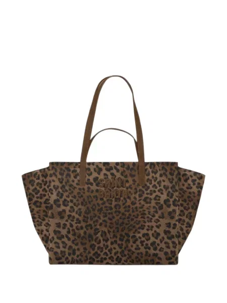 Geantă shopper Mc2 Saint Barth cu imagine cu model leopard maro