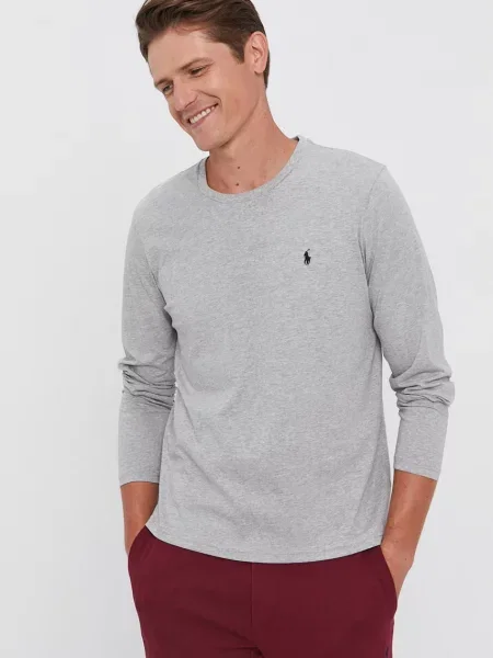 Majica dugih rukava Polo Ralph Lauren za muškarce siva