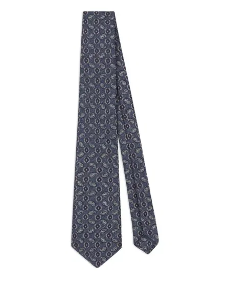 Cravată Etro cu model paisley din jacard albastru