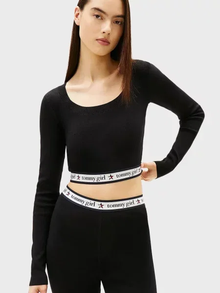 Укорочений топ Tommy Jeans чорний