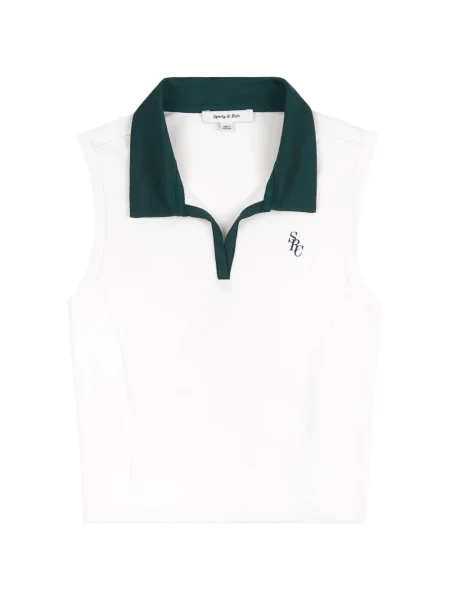 Top Sporty & Rich cu broderie fără mâneci alb