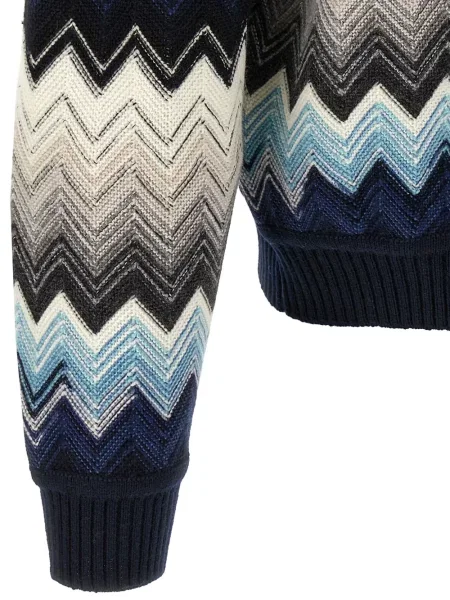 Pulover Missoni cu decolteu rotund albastru