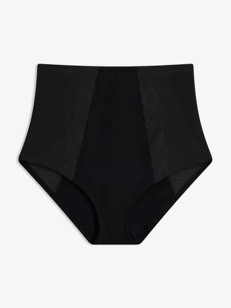 Figi panty o średnim stopniu modelowania z bawełną czarne