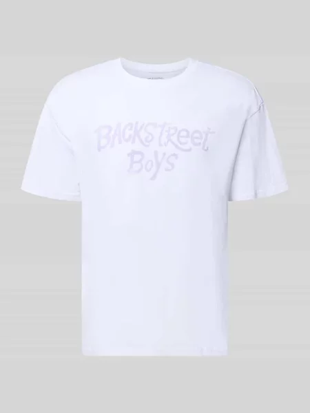 T-shirt o kroju regular fit z nadrukiem Backstreet Boys Mister Tee biała
