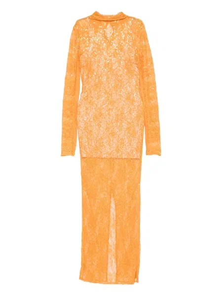 Rochie midi Patrizia Pepe cu paiete de costum portocaliu