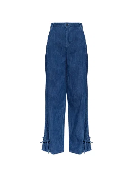 Blugi Emporio Armani cu model herringbone cu legături albastru