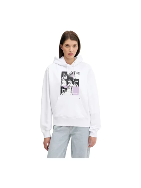 Karl Lagerfeld Jeans bluza z kapturem z nadrukiem biały