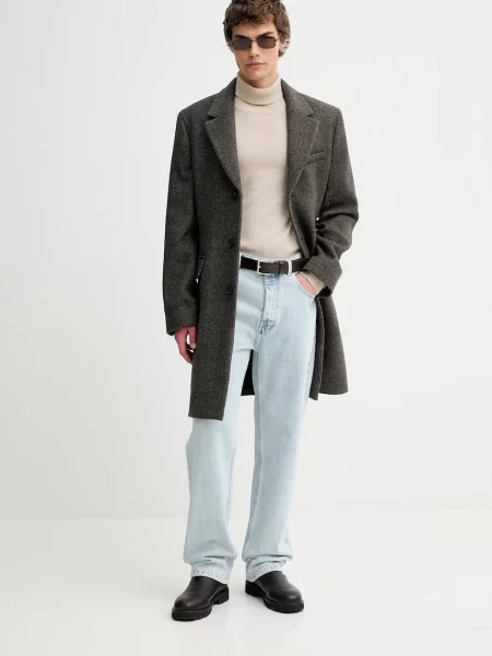 Filippa K płaszcz z dodatkiem wełny szary
