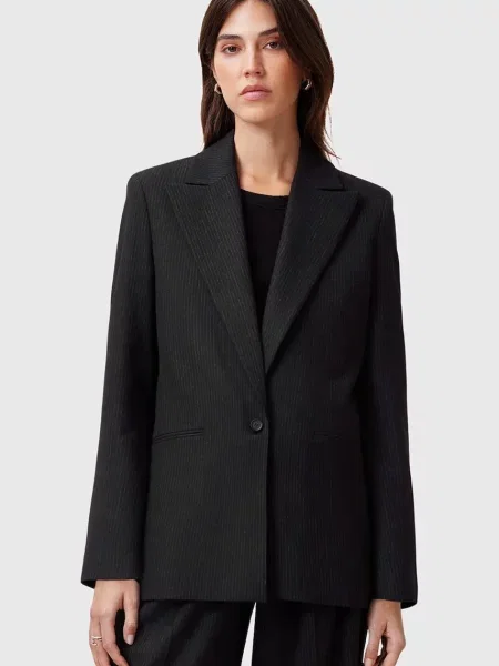 AllSaints sacou PINNIE un singur rand de negru