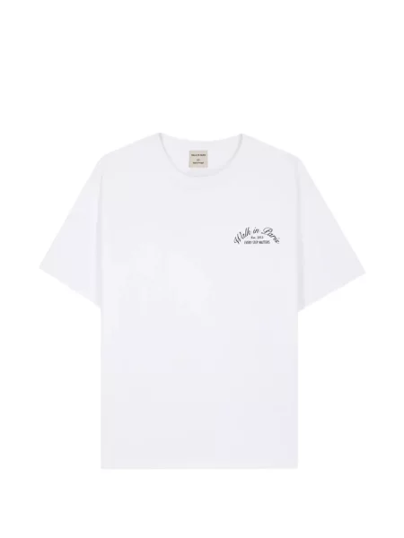 Tricou Walk In Paris cu imagine alb